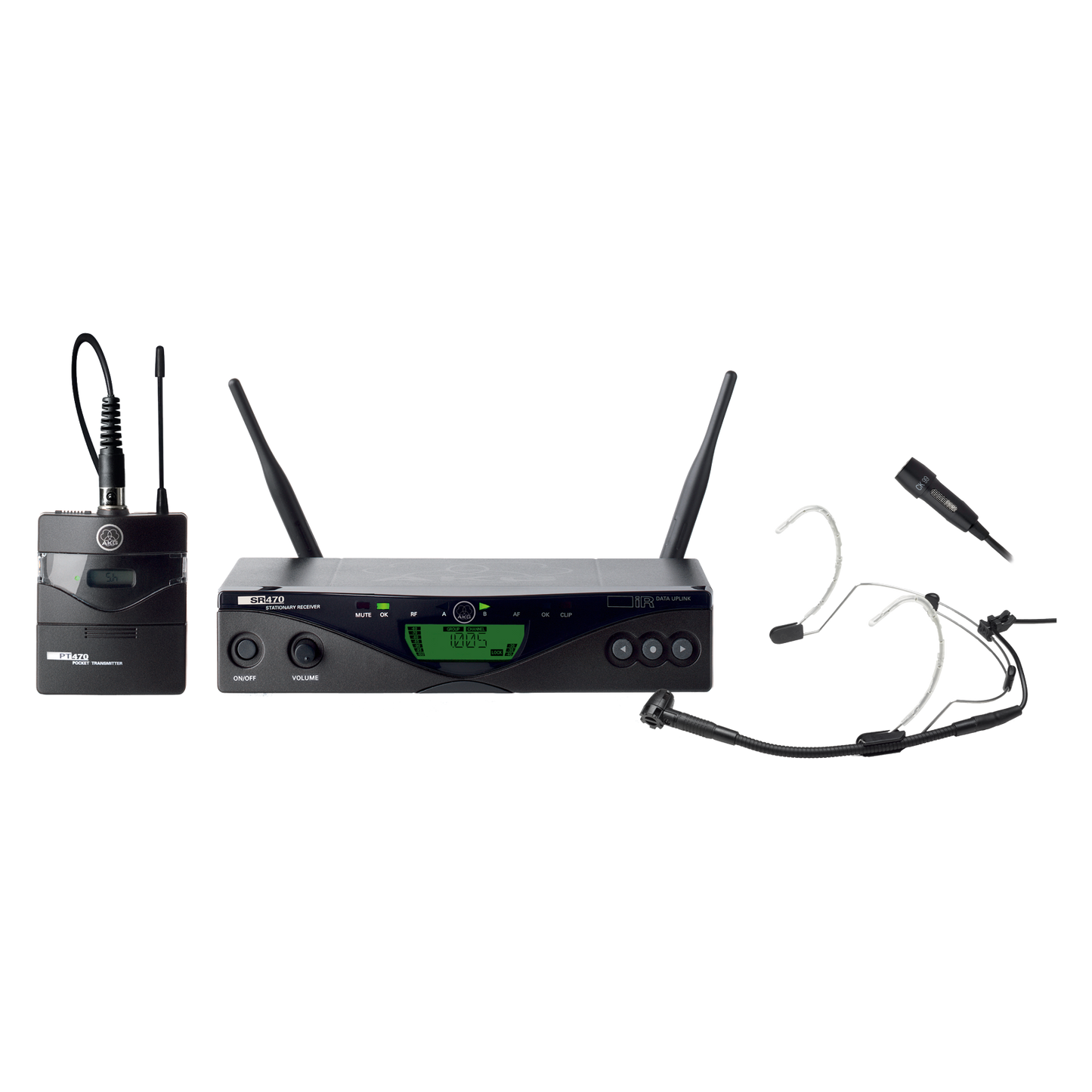 AKG WMS470 PRESENTER SET Wireless Microphone System with C555 Headworn Microphone and CK99L Lavalier Microphone