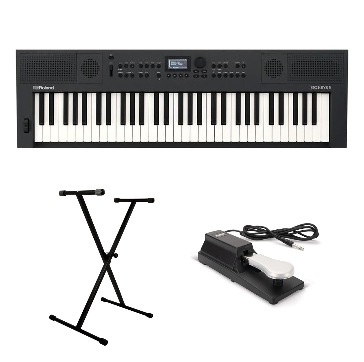 Portable Piano Bundle - Roland GO:KEYS 5 Piano Bundle (Graphite)