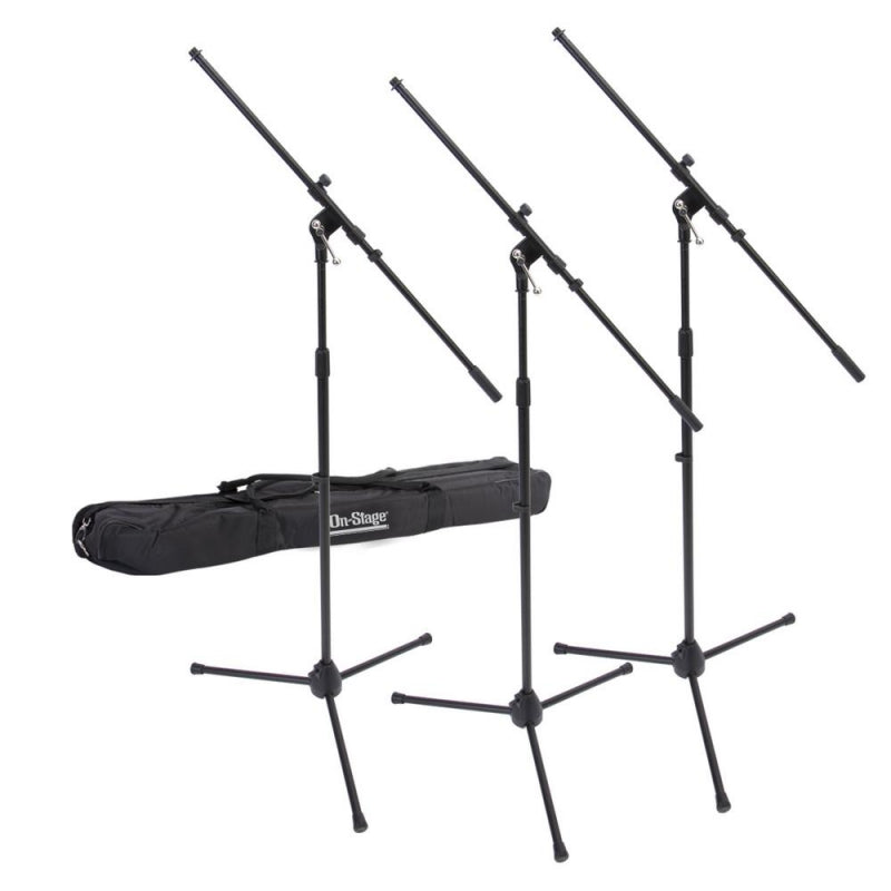 Onstage MSP7703 3-Pack Boom Microphone Stands with Carrying Bag