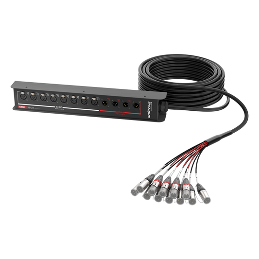 Roxtone SFBN1204 L20 20m Multi-Core Cable XLRM x 12 + XLRF x 4 with Stage I/O