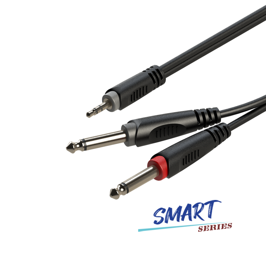 Roxtone SAYC130 L3 Smart Series 3m Y-Cable (3.5mm TRS - 2x 1/4" TS)