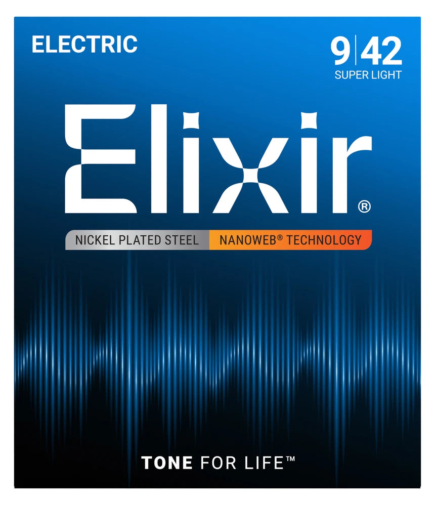 Elixir 12002 Nanoweb Nickel Plated Steel Electric Guitar Strings, 9-42