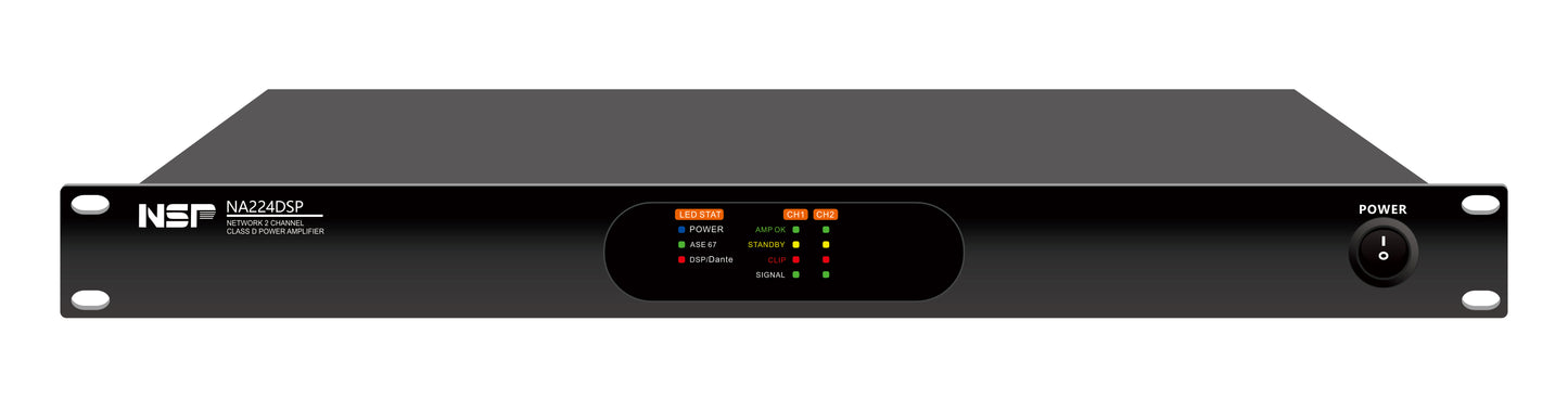 NSP NA224DSP 2-Channel 240W 8-Ohm/100V Power Amplifier with DSP