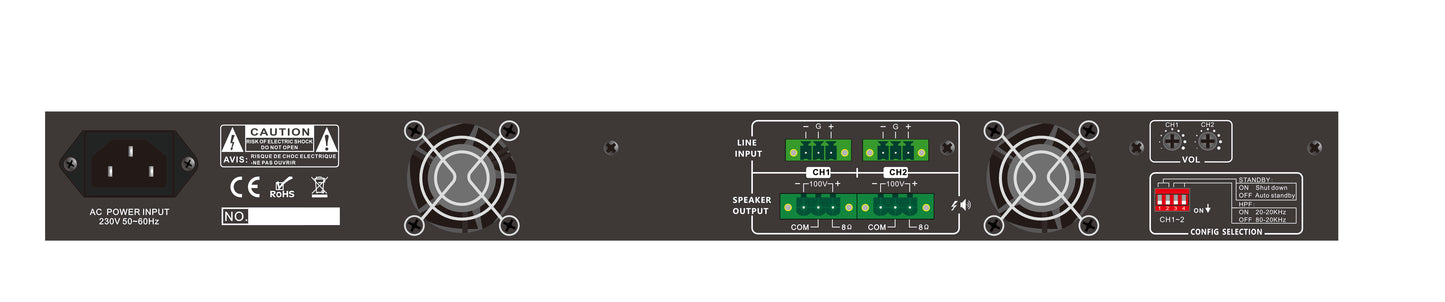 NSP NA224 2-Channel 240W 8-Ohm/100V Power Amplifier