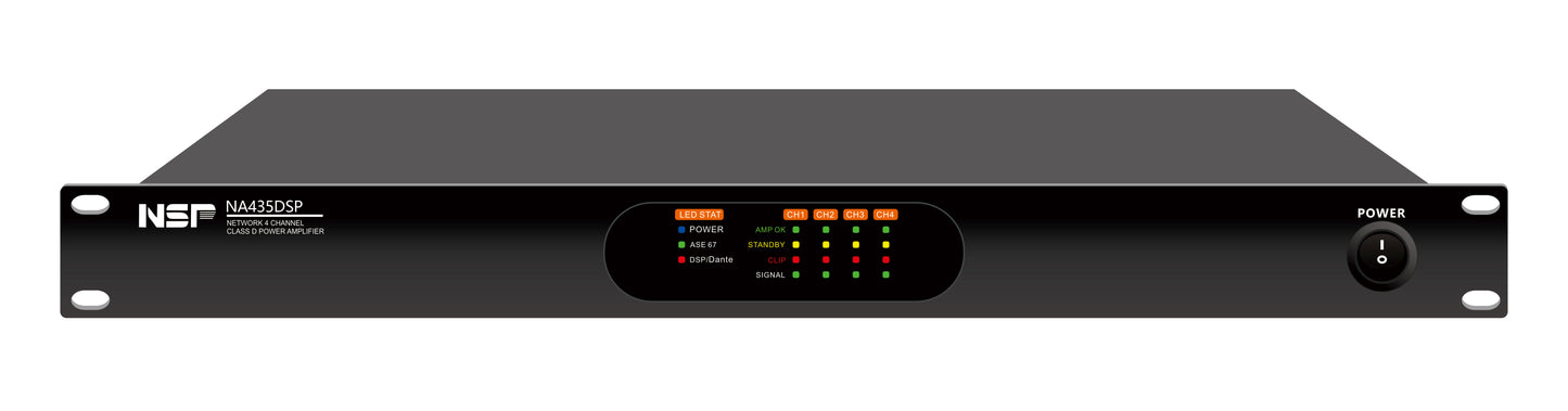 NSP NA435DSP 4-Channel 350W 8-Ohm/100V Power Amplifier with DSP