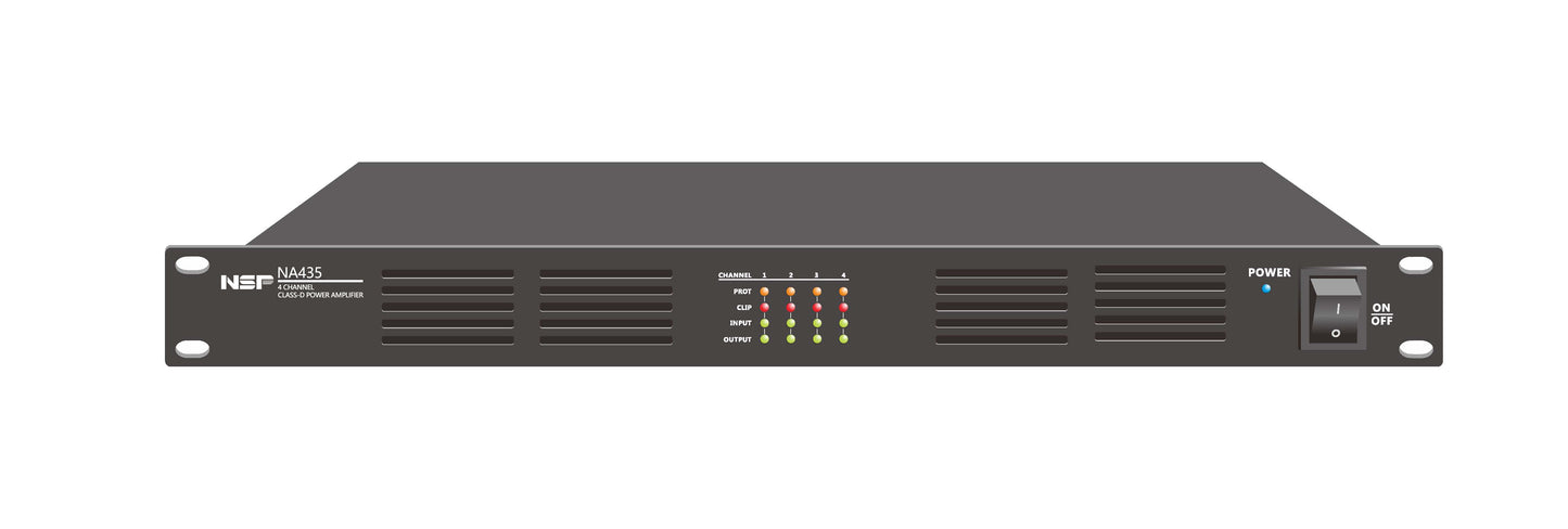NSP NA435 4-Channel 350W 8-Ohm/100V Power Amplifier