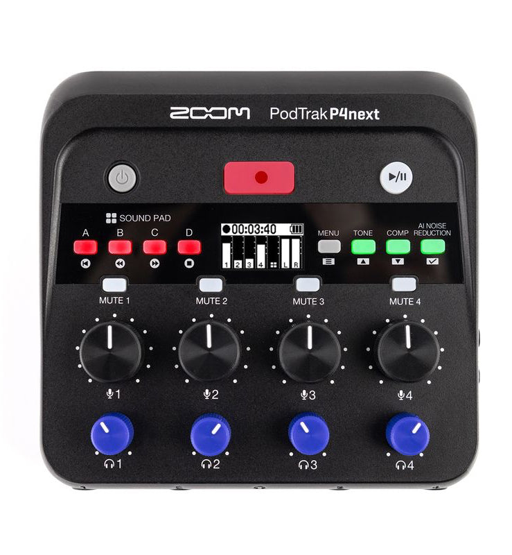 Zoom PodTrak P4next 12-in/2-out Portable Multiple Podcast Recorder