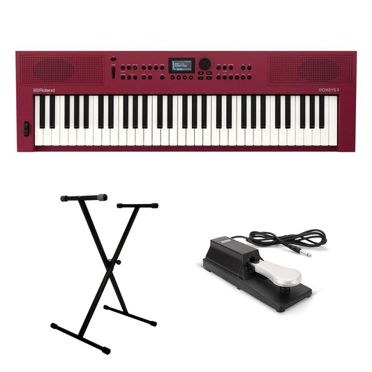 Keyboard and Piano Bundle - Roland GO:KEYS 3 Piano Bundle (Red)