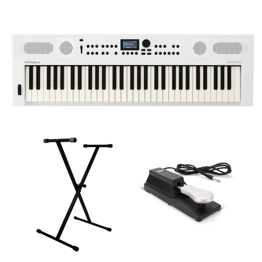 Portable Piano Bundle - Roland GO:KEYS 5 Piano Bundle (White)