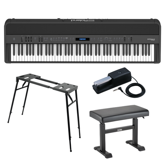 Keyboard and Piano Bundle - Roland FP-90X Portable Set Bundle (Black)