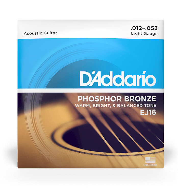 D'Addario EJ16 Phosphor Bronze Acoustic Guitar Strings, 12-53
