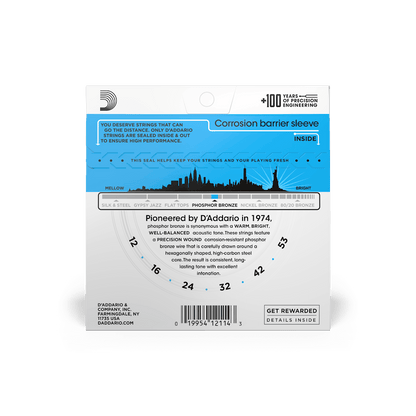 D'Addario EJ16 Phosphor Bronze Acoustic Guitar Strings, 12-53