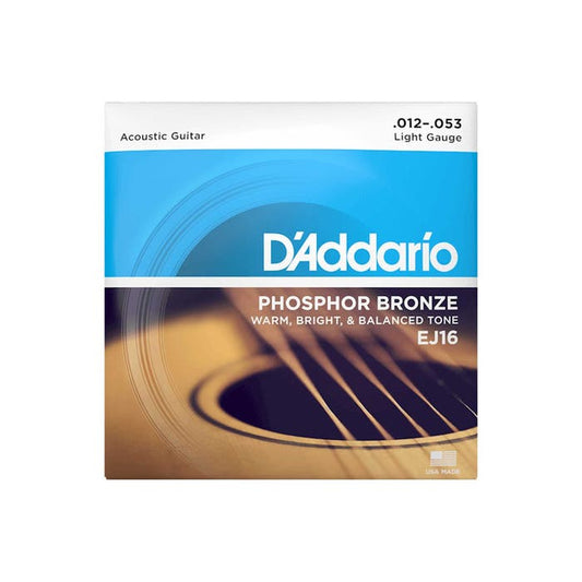 D'Addario EJ16 Phosphor Bronze Acoustic Guitar Strings, 12-53