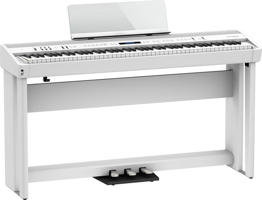 Roland FP-90X Compact Digital Piano with Stand and Tri-Pedal (White)