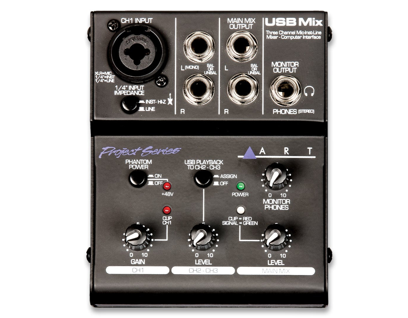 ART USBMix 3-Channel Mic/Inst/Line Mixer-Interface