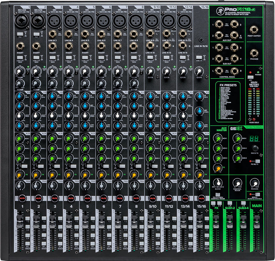 Mackie ProFX16v3 16 Channel Analog Mixer with FX
