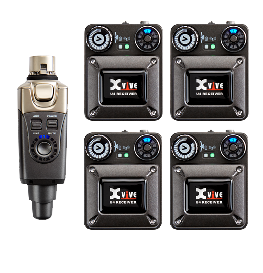 Xvive U4R4 Digital Wireless In-Ear Monitoring System with 4 Receivers